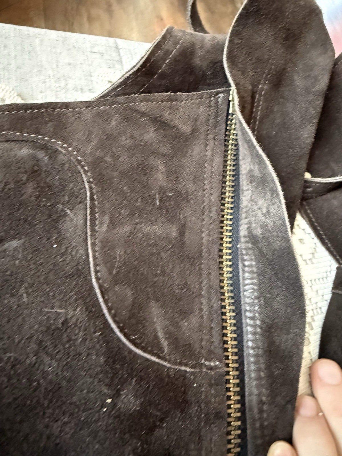 Leather Adult Brown Suede Western Cowboy Chaps Full Zip 38" Long 