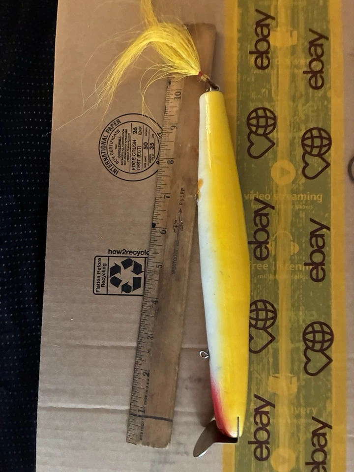 Lote 3 Señuelos de Pesca de Surf Personalizados a Mano de Madera Lubina Raya Pez Azul Señuelo Pez Débil Foto 3 de 4