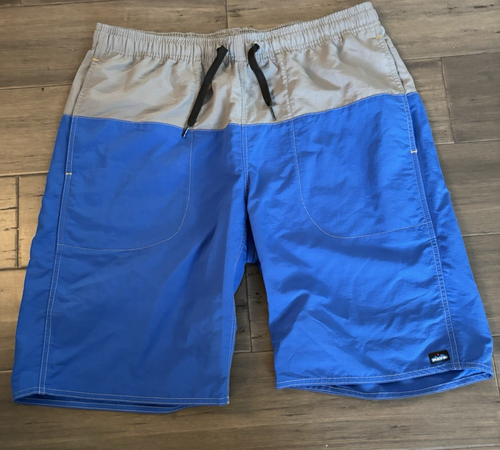 Kavu Blue Swim Trunk River Shorts Mens Medium Blue Gray Inseam Drawstring NWOT