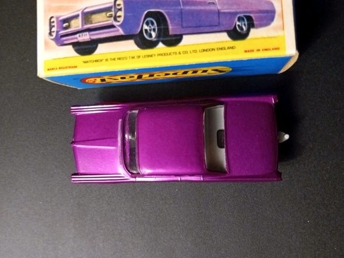 Matchbox Superfast #22 viola scuro Pontiac GP 1970 VN/MINT scatola originale solida G - Foto 10 di 17