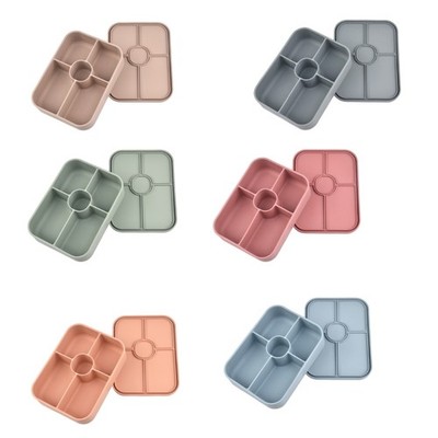 Innovative 5 Space Lunch Set Sauce Storage Silicone Construction Microwave Safe