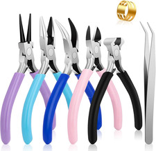 5 Pack Jewelry Pliers Tool Set, Includes Round, Chain, Needle, Bent  Zipper Pli