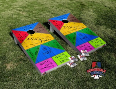 Drinking Game Waterfall Bright Cornhole Board Vinyl Wrap Laminated Sticker Set