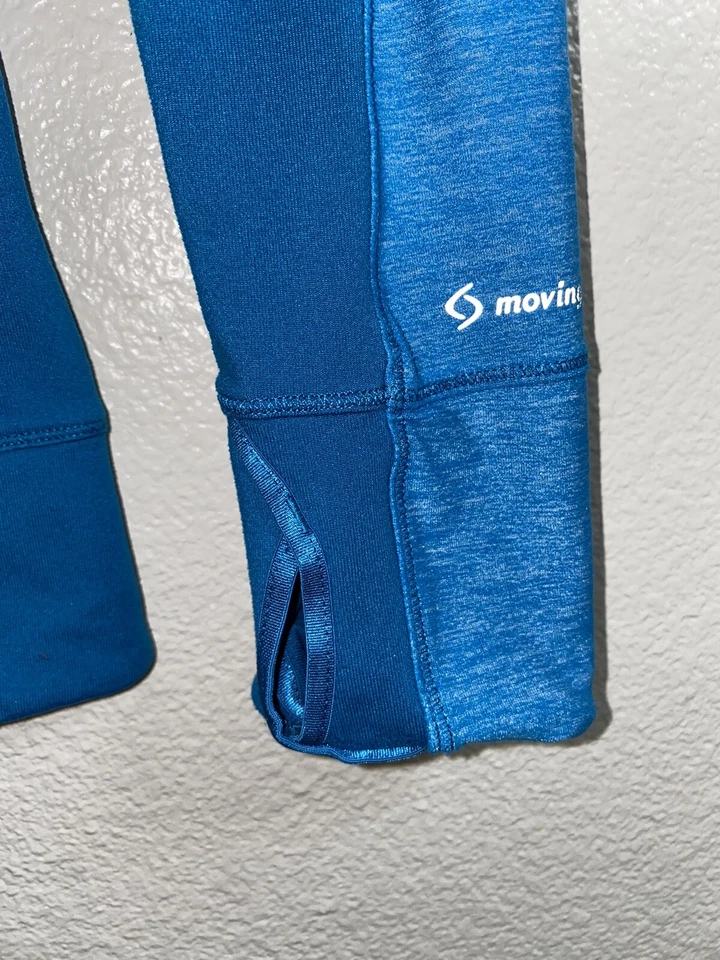 Pullover Moving Comfort para mujer L/S Top 1/4 cremallera agujeros para el pulgar azul talla M para correr Foto 4 de 4