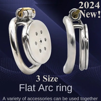 3 Sizes Stainless Steel Metal Male Chastity Cage Silicon Tube Flat Lockdown