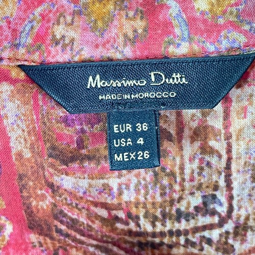 Massimo Dutti Shirt Top Womens 4 Red Floral Print Button Up Long Sleeve Casual - Picture 6 of 10