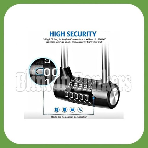 5 DIGIT LONG COMBINATION PADLOCK HEAVY DUTY SHACKLE LOCK QUALITY HIGH SECURITY - Picture 2 of 4