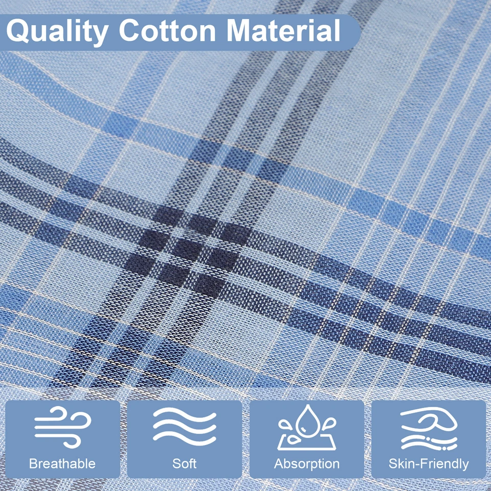 12x Pañuelos de Algodón, Cuadrado de Bolsillo Clásico a Cuadros, Pañuelos de Moda de 15''x15"" Foto 3 de 4