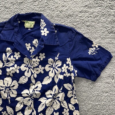 Vintage 50s Hawaiian Aloha Print Shirt Rockabilly Honolulu 60s 