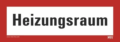 MBS-FIRE Aufkleber nach DIN 4066 Hinweisschild Feuerwehr " Heizungsraum " 210x74 mm
