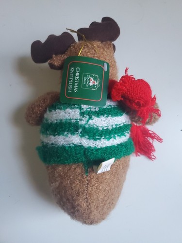 Christmas Knit Plush Reindeer Stuffed Animal - Picture 3 of 7