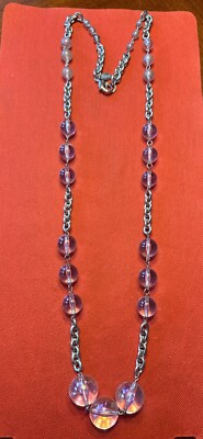 Erickson Beamon Statement Necklace For Target Clear AB Hue Effect Beaded 40'' 
