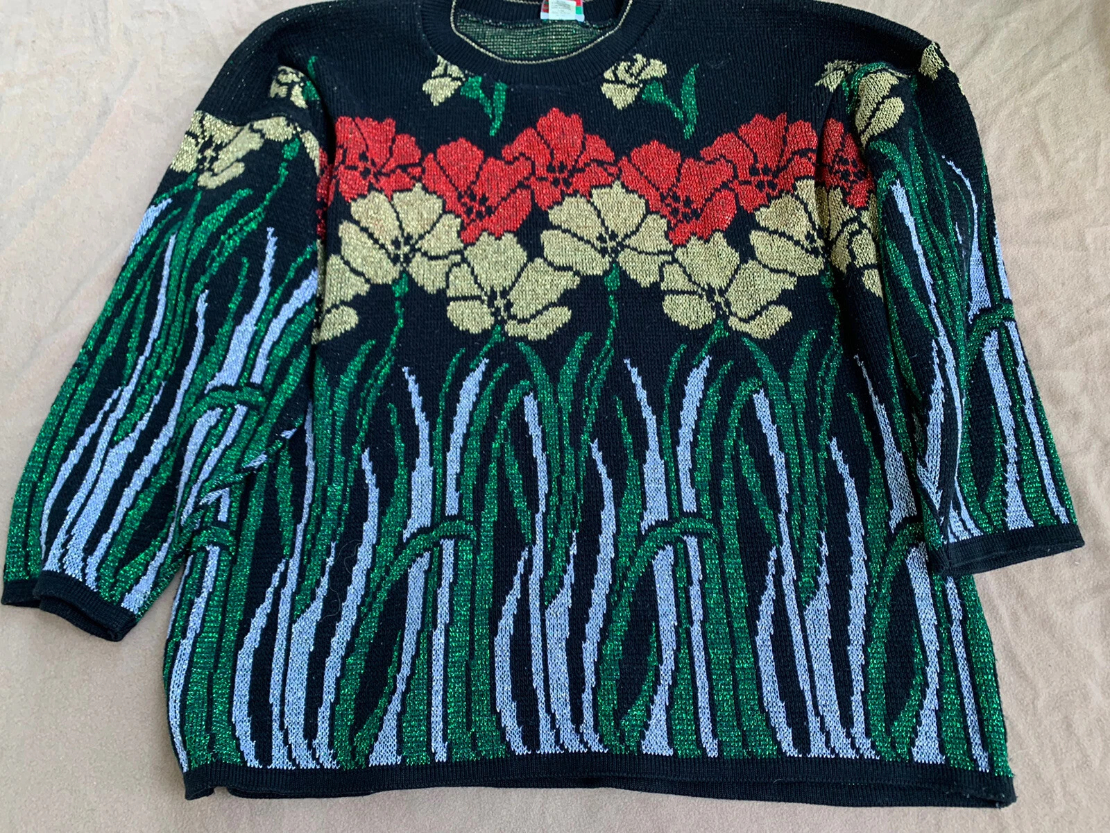 Nutcracker Ugly Christmas Sweater Floral Womens Plus size 2x Sparkly Lurex