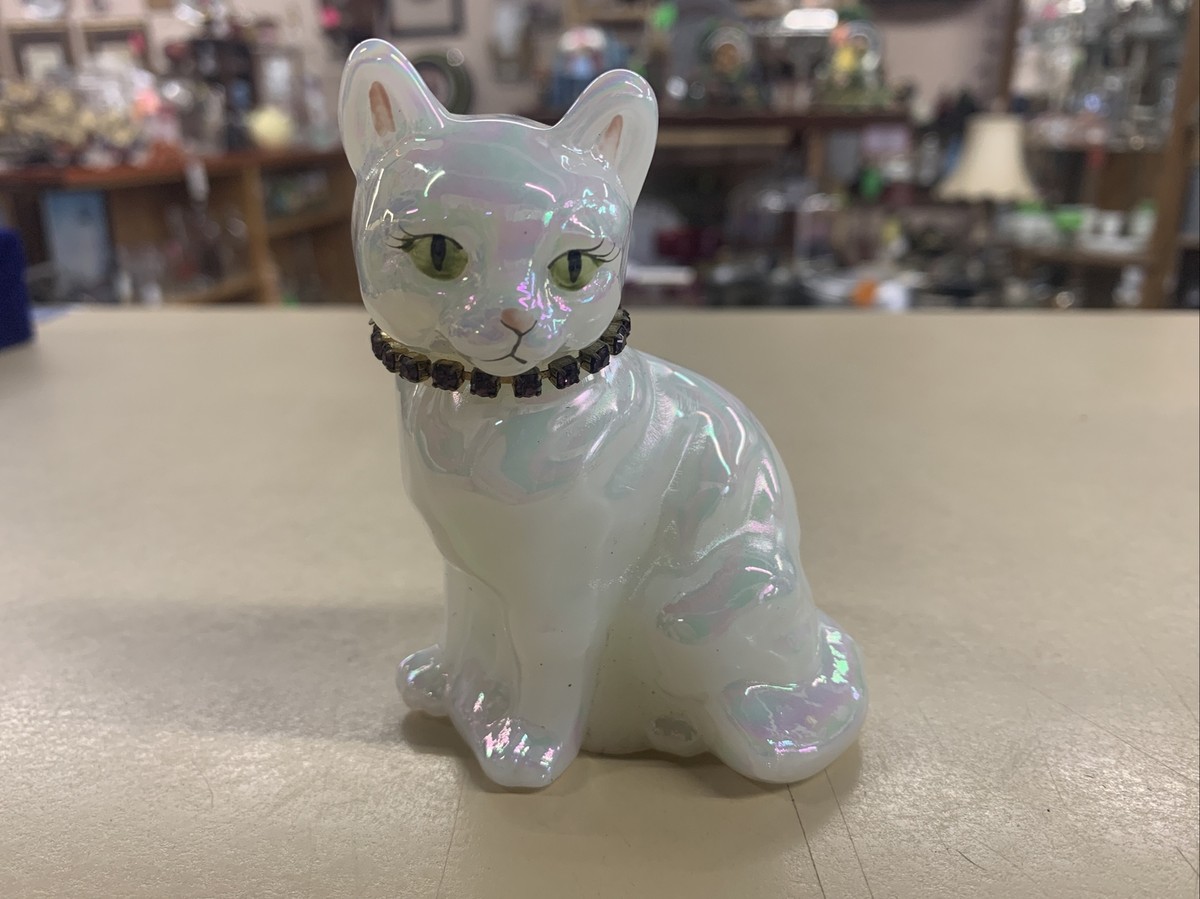 Fenton Hand painted Cat iridescent Signed T.Gaskins | eBay