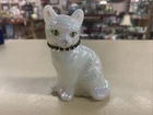 Fenton Hand painted Cat iridescent Signed T.Gaskins