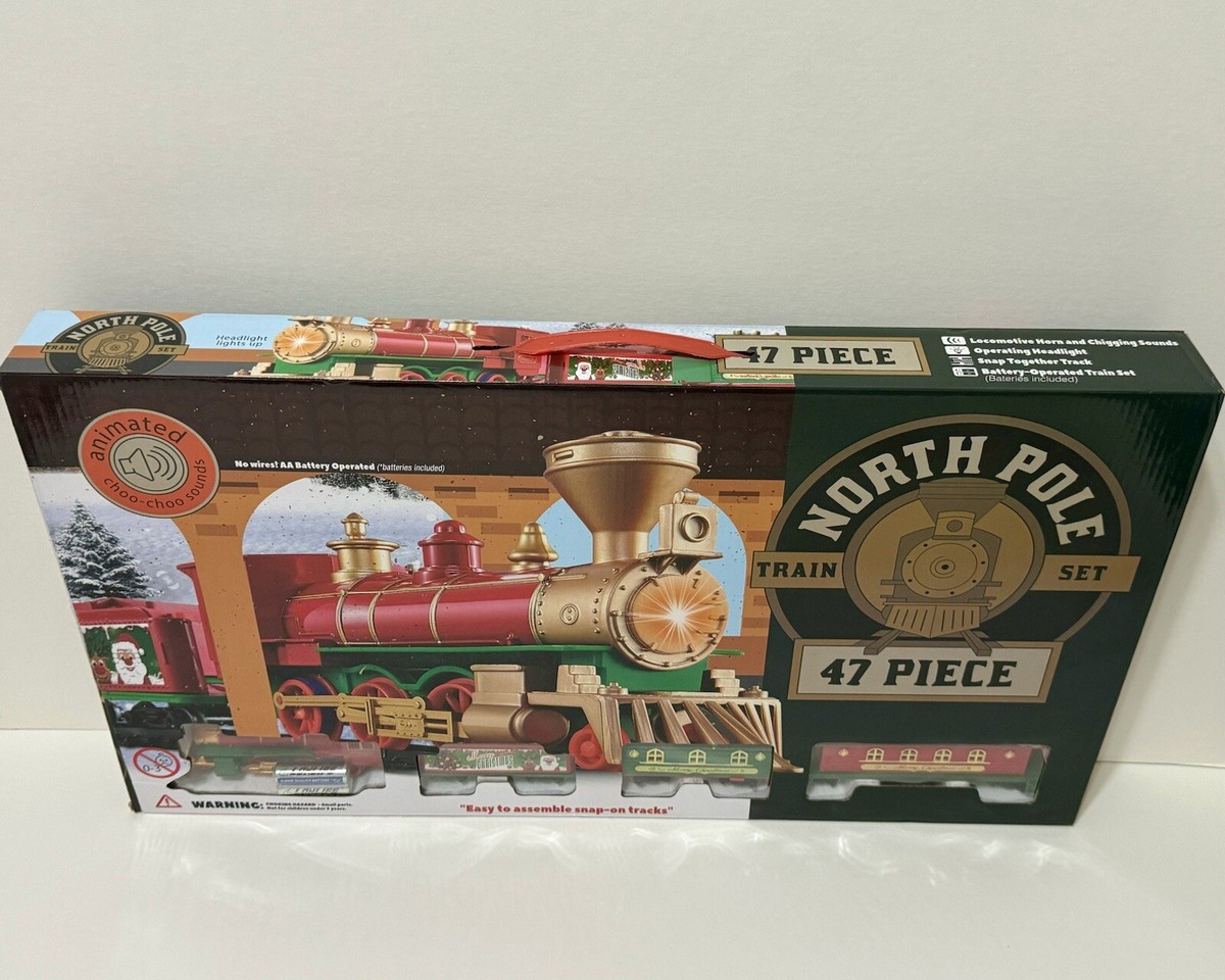 animated train set northpole クリスマストレイン North Pole Christmas Express Animated Musical Train Set VNTG Over