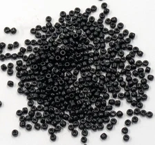 Vintage Glass Seed Beads TOHO Japan Opaque Jet Black 8/0 14gm C33-31
