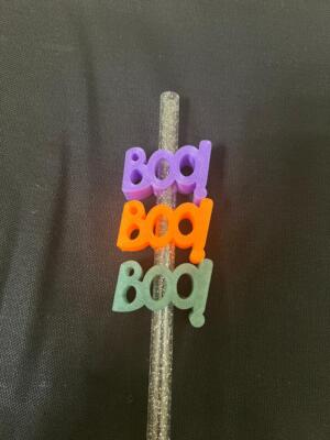 3D Printed Halloween Glow in the Dark Boo! words Straw Topper