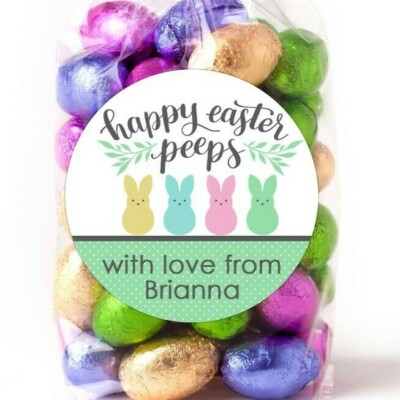 Easter Stickers - Happy Easter Peeps - Personalized Easter Sticker Labels