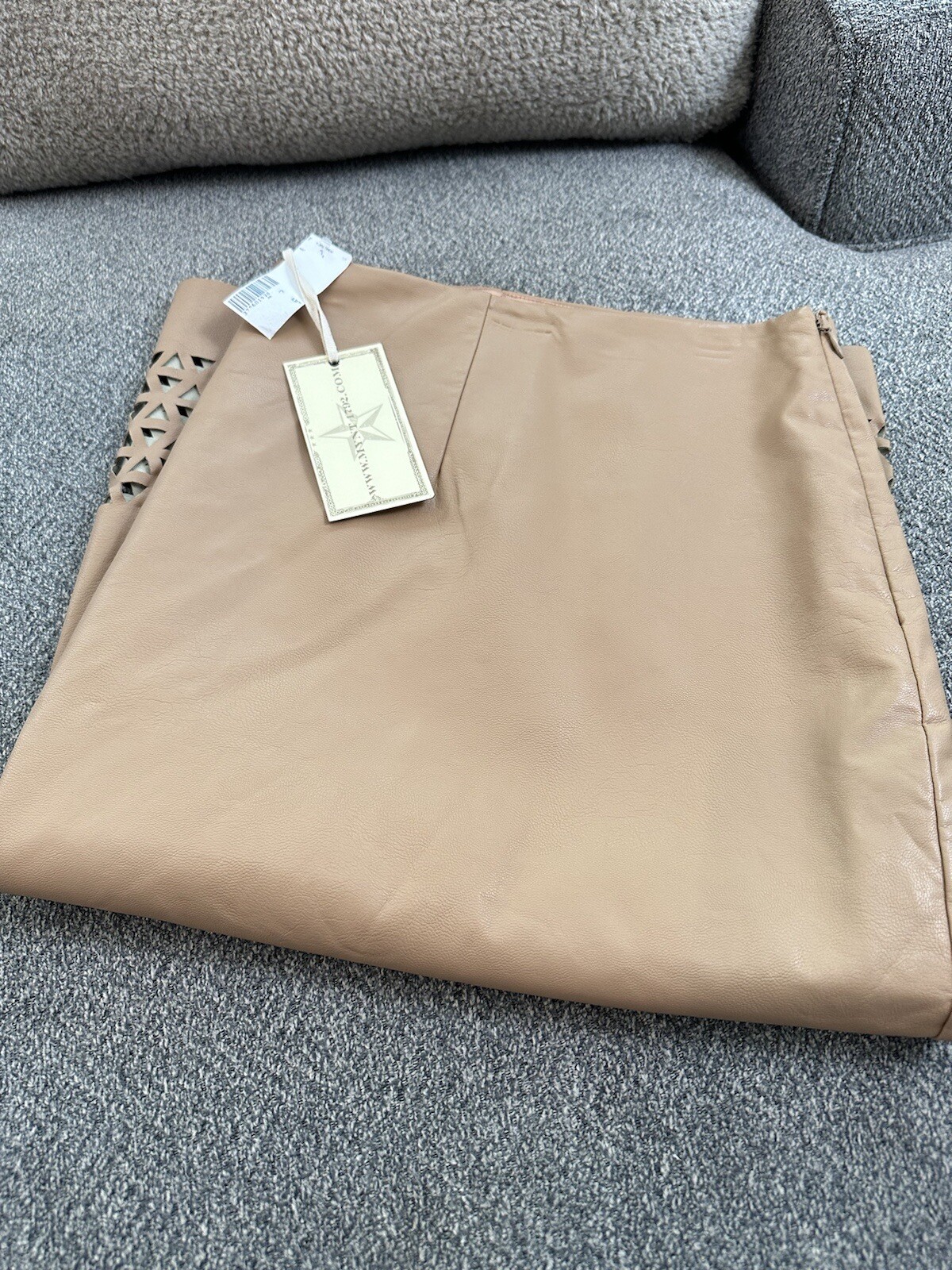 MYNT 1792 Camel Pleather Skirt W/ Cut Out Triangle Pattern Women’s Size 24W