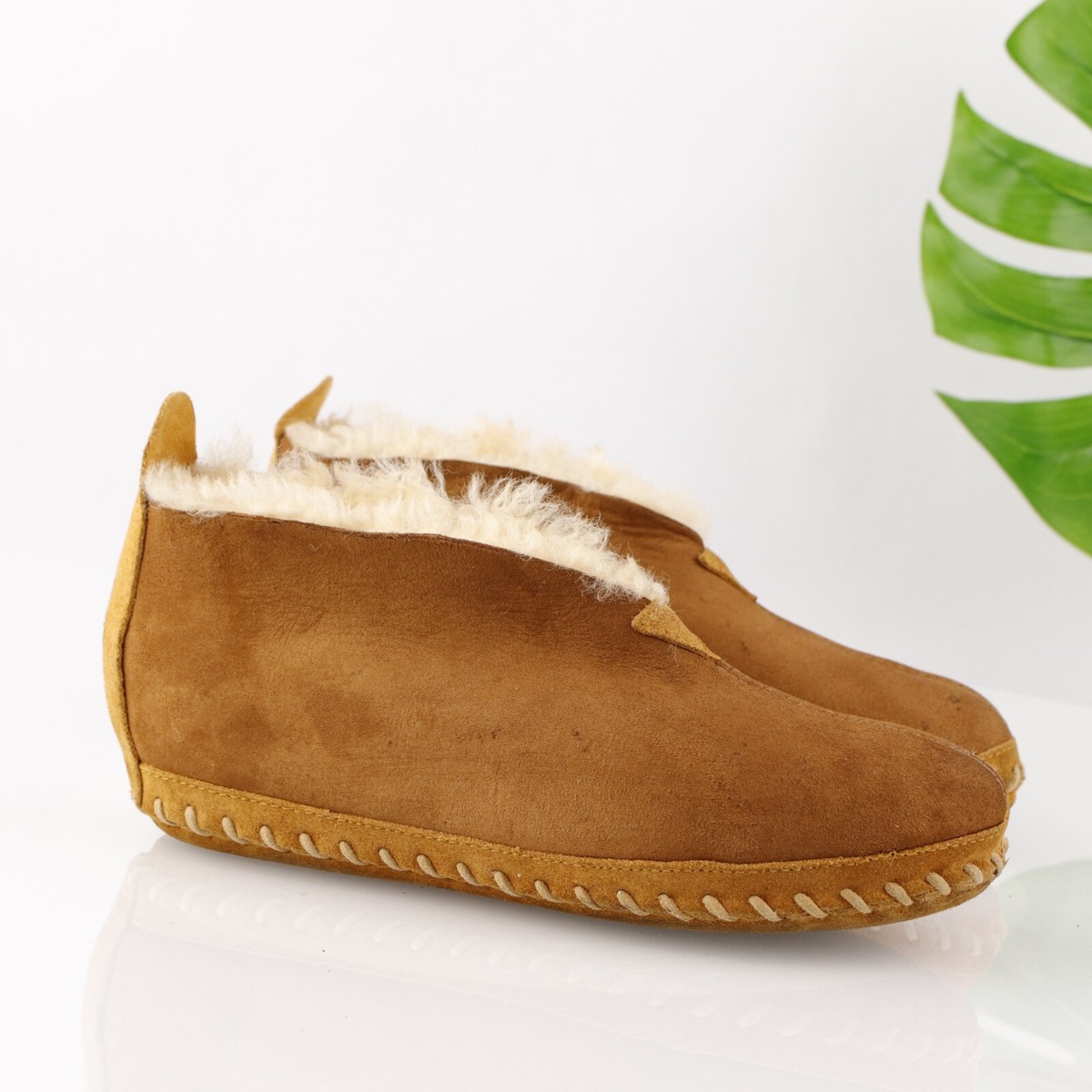 LL. Bean Tan Suede Wicked‎ Good Slippers with Sheepskin Shearling Lining Sz. 10 LL Bean Mens 9 Wide Wicked Good Slippers Suede Shearling  main image 3