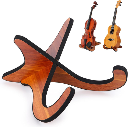 Portable Wooden Violin Ukulele Stand for Mandolins Banjos Adjustable 80cm