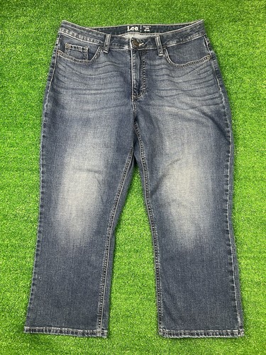 Lee Regular Fit Capri Mid-Rise Denim Jeans Stretch Essentials Basic Women's 12
