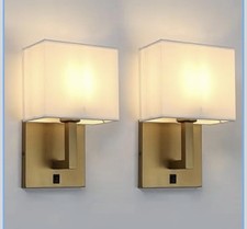 Yosoan Lighting 2 Sets of Vintage Modern Linen Lampshade Wall Light Fittings