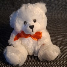 First  Main 6 inch Sitting Benny Teddy Bear - White with Red Ribbon