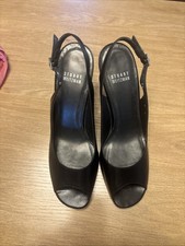 Stuart Weitzman Women's Black Leather Peep Toe Pump Heel Shoe 8 M