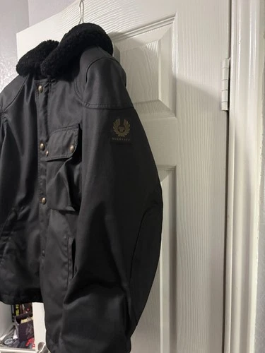 Belstaff Convoy Men’s Bomber Jacket L Black Cotton Twill Lined Zip/Button image 2