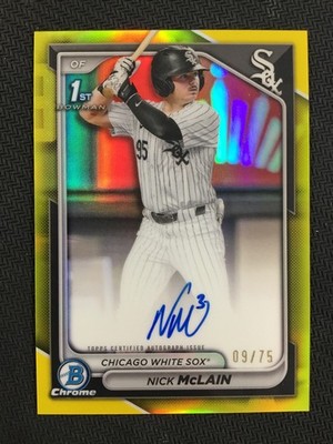2024 Bowman Draft #CPA-NM Nick McLain Chrome Prospect Auto Yellow Refractor /75