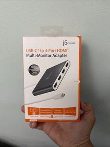 J5create JCA366 USB-C à 4 Port HDMI Adaptateur Hub Multi Monitor Splitter 1080p
