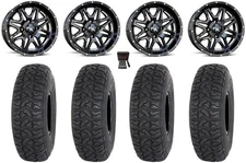MSA Vibe 14" Wheels Black 30" Chicane LT Tires Kawasaki Brute Force IRS