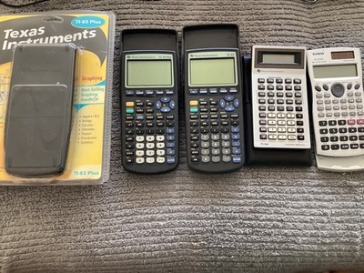 6 Calculators: Texas Inst TI-83 Plus, TI-83, TI-54, Casio Fc-115MS & HP 17 B II