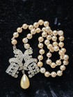 Vtg Ornate Rhinestone Box Clasp Silver Tone Faux Pearls Repair Up-cycle Read  — photo 8
