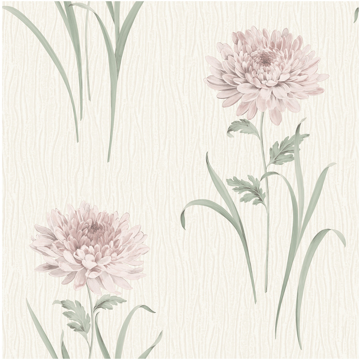 Textured Floral Vinyl Wallpaper Cream Blush Pink Feature Wall Chrysanthemum