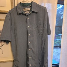 Nick Graham Men size Lg Performance Stretch Blue Geometric Woven Button Shirt