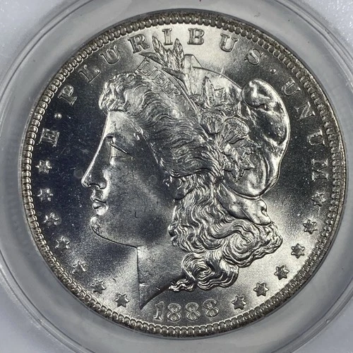 1888-0 Morgan Dollar $1.00. ANACS MS 64. White.