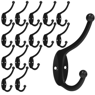 Pack Wall Hooks for Hanging, Coat Hooks Heavy Duty Metal Hook Wall 16 Black