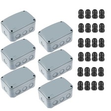 IP66 Outdoor Junction Box,  6PK Weatherproof Electrical Boxes with 24PK 20mm