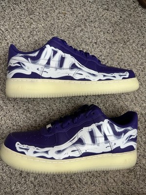 Nike Air Force 1 Low Purple Skeleton Halloween White Sail  - Size 11 CLEAN