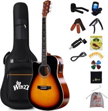 Winzz 4/4 Elektro-Akustische Gitarre Linkshä...