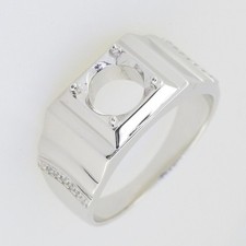 MTO Men's Sterling Silver Semi Mount Ring Setting Round RD 8x8mm Ring