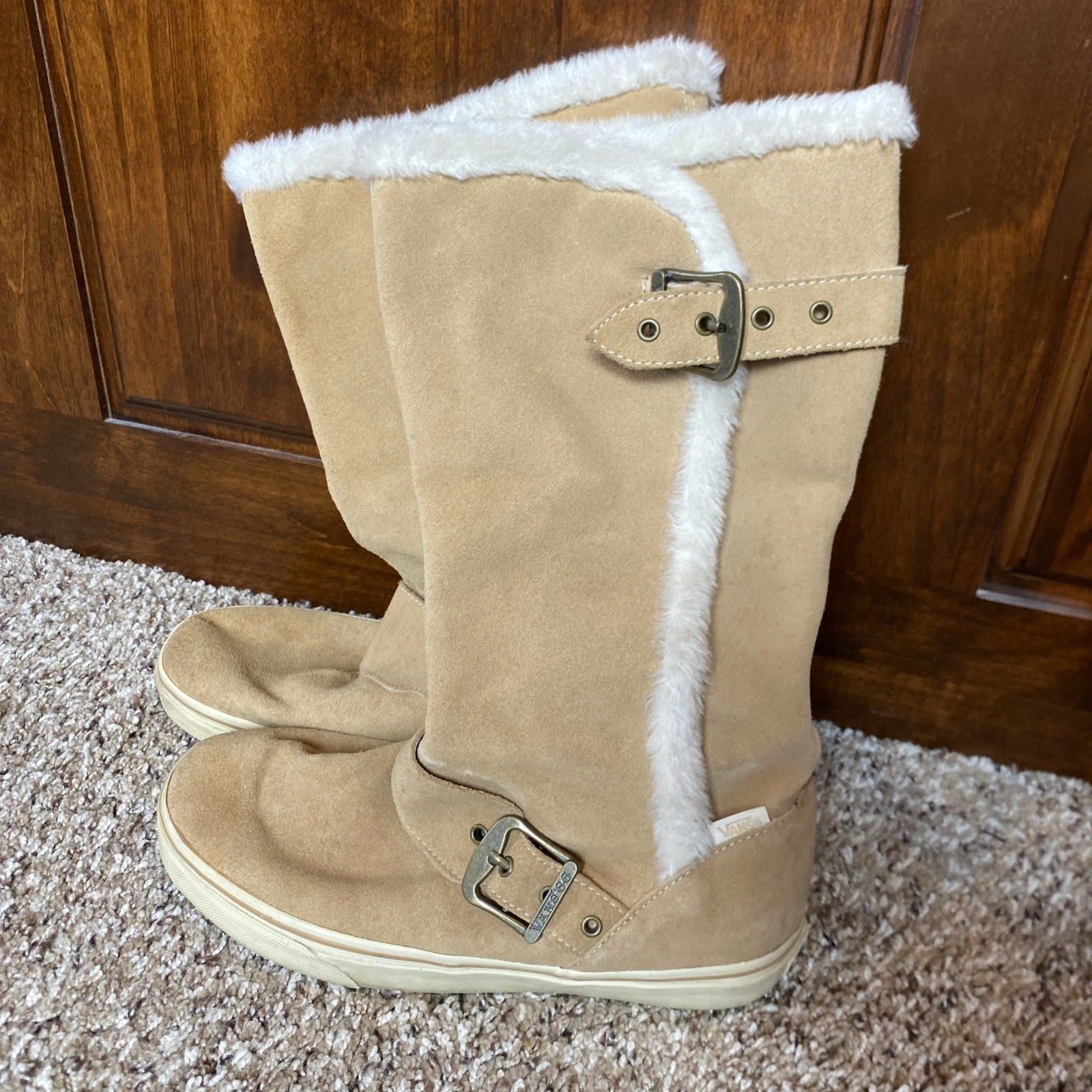 Stivali invernali Vans 66 Reilly marroni foderati in pelliccia sintetica donna 8 5 fibbia casual