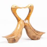 Deko-Figur Duck Love Ca. H35Cm Bambus / Teak Natural Handarbeit Ente Holzfigur
