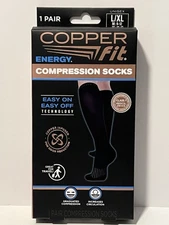 Copper Fit Copper Infused Energy Compression Socks 1 Pair, Size X/XL Black