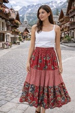 Vintage Patchwork Maxi Skirt Women's Medium Boho Fairy Festival Peasant Tiered