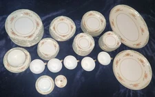 Windsor Jyoto 8036 Aqua Panels Floral JAPAN Plates, Bowls, Teacup Set