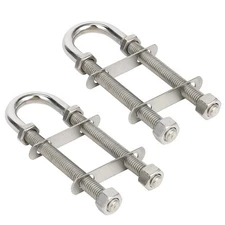 2X Boat Stern Bow Eye U Bolt Tie Down Marine Stainless Steel 4" Length 3/8" Dia
